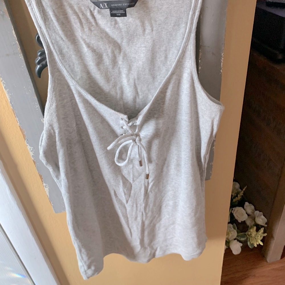 Armani exchange front tie rubbed tank top